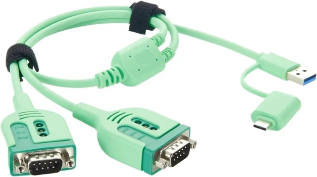 Main image of 2 Port USB A & C to Dual DB9 Male RS232 Serial Cable COM Adapter