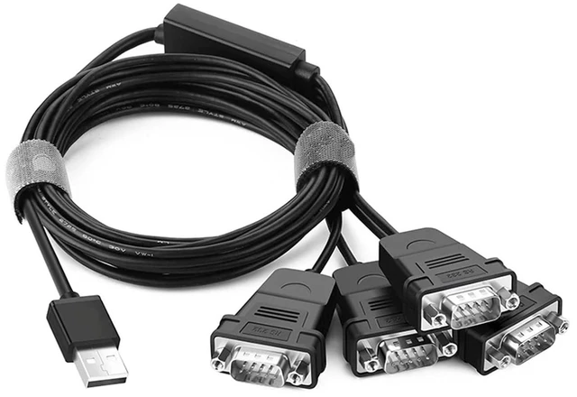 Main image of USB to Serial RS232 Cable Adapter 4 Ports DB9 Converter 9-Pin Male to Male with Hexnuts for 10/8.1/8/7/XP/Vista/Linux