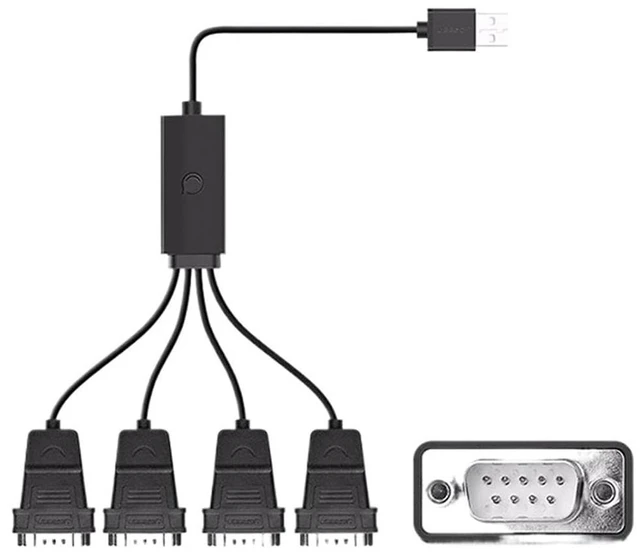 Alt view image 3 of 4 - USB to Serial RS232 Cable Adapter 4 Ports DB9 Converter 9-Pin Male to Male with Hexnuts for 10/8.1/8/7/XP/Vista/Linux