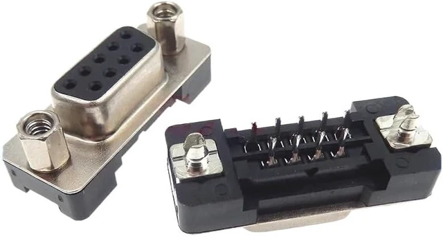 Alt view image 2 of 3 - 2Pcs DP9 Imported D-Sub Vertical Female Block DB9 Connector DR Head 2 Rows 9P Serial Port with Screw Post