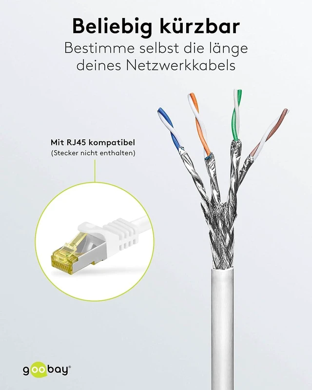 Alt view image 3 of 5 - goobay 95693 CAT 6 Network Cable, S/FTP (PiMF), Grey, 305 m Length