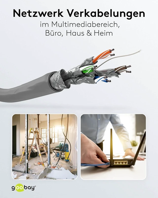 Alt view image 5 of 5 - goobay 95693 CAT 6 Network Cable, S/FTP (PiMF), Grey, 305 m Length