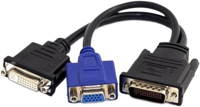 Main image of DMS-59 Male to DVI 24+5 Female VGA RG 15pin Female Splitter Extension Cable 15cm