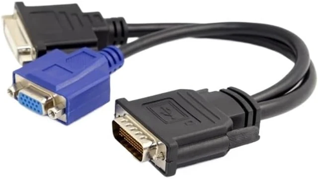 Alt view image 4 of 4 - DMS-59 Male to DVI 24+5 Female VGA RG 15pin Female Splitter Extension Cable 15cm