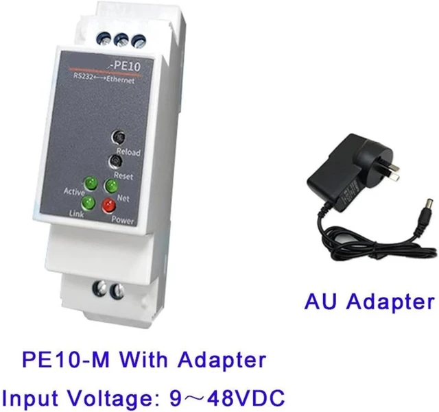 Alt view image 3 of 5 - PE10 RS232 to Ethernet DIN-Rail Converter(PE10-M US Adapter)