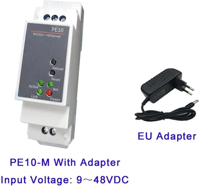 Alt view image 2 of 5 - PE10 RS232 to Ethernet DIN-Rail Converter(PE10-M US Adapter)