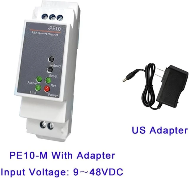 Alt view image 4 of 5 - PE10 RS232 to Ethernet DIN-Rail Converter(PE10-M US Adapter)