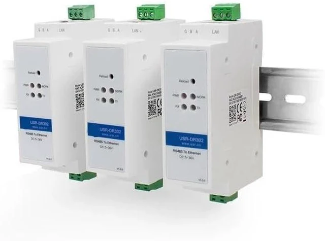 Alt view image 2 of 2 - DIN-Rail RS485 to Ethernet Converter Server Device USR-DR302(No Power Adapter)
