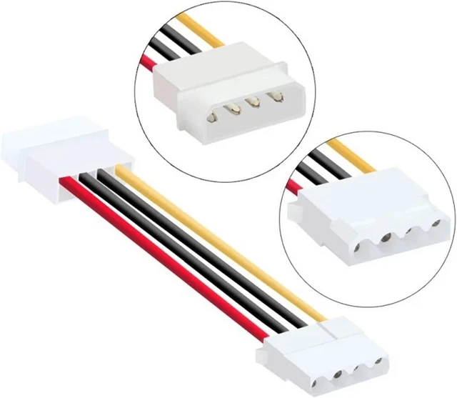 Alt view image 4 of 6 - IDE 4 PIN Molex Power Cable Big 4 Pin Male to 4 Pin Female Convert Adpater