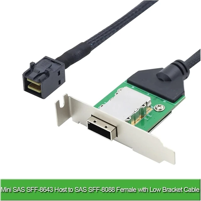 Alt view image 4 of 5 - S*A*S HD SFF-8088 26P PCBA Female Adapter with Low Profile Bracket to S*A*S SFF-8643 12Gbps External 100-Ohm