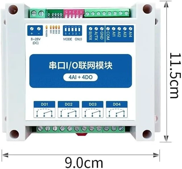 Alt view image 2 of 6 - RS485 ModBus RTU I/O Network Modules with Serial Port MA01-XACX0440 for 4AI+ADO 4 Switch Output Watchdog