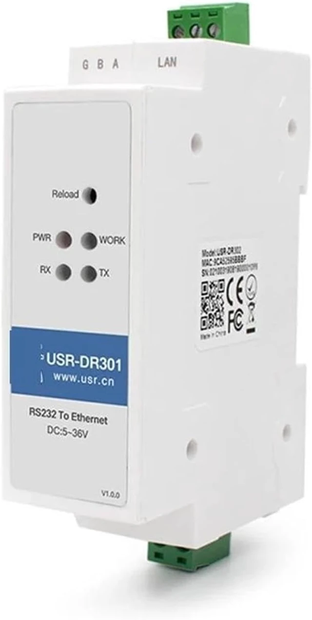 Alt view image 4 of 7 - Industrial Din Rail RS232 Serial to Ethernet Converter USR-DR301