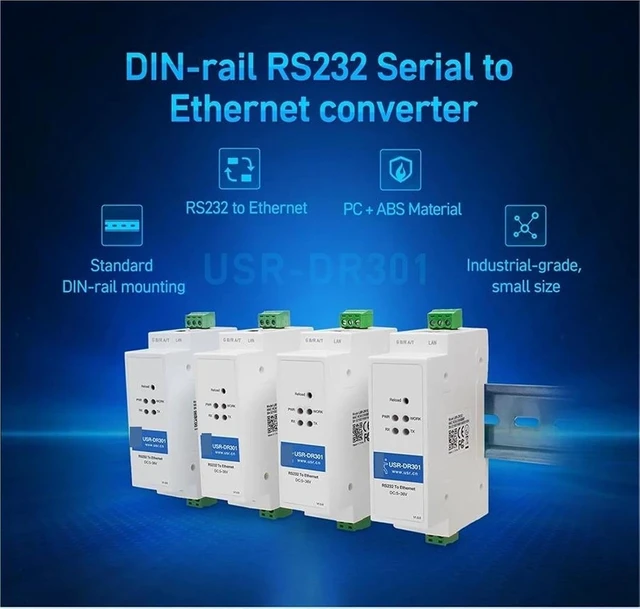 Alt view image 6 of 7 - Industrial Din Rail RS232 Serial to Ethernet Converter USR-DR301