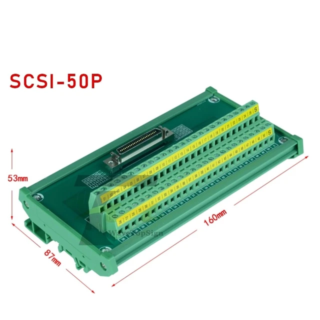 Alt view image 2 of 7 - Guide Rail Terminal Board SCSI14 SCSI20 SCSI26 SCSI36 SCSI50 SCSI68 SCSI100 Adapter Board I/O(SCSI 50P,1PCS)