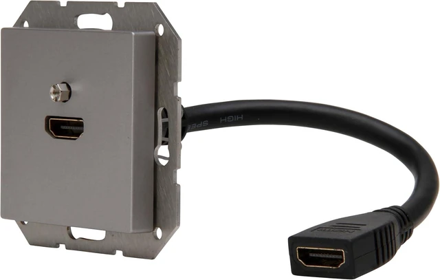 Main image of Kopp 495147008 HK07 HDMI Junction Box with Cover and with Cable and Breakout Cable 0.2 m, Colour: Steel-Coloured
