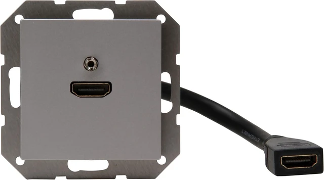 Alt view image 2 of 7 - Kopp 495147008 HK07 HDMI Junction Box with Cover and with Cable and Breakout Cable 0.2 m, Colour: Steel-Coloured