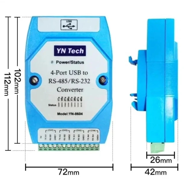 Alt view image 2 of 3 - USB to 4-Port Independent RS-485/RS-232 Converter RS485 RS232 COM Serial Port Adapter Cable