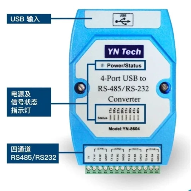 Alt view image 3 of 3 - USB to 4-Port Independent RS-485/RS-232 Converter RS485 RS232 COM Serial Port Adapter Cable