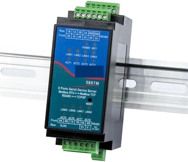 Alt view image 3 of 6 - Din-Rail JSON Module ZLAN5807M 8 Port RS485 to Ethernet Modbus