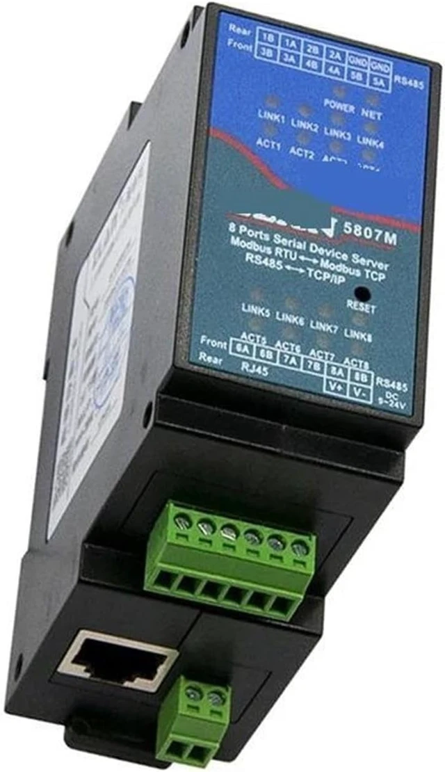 Alt view image 4 of 6 - Din-Rail JSON Module ZLAN5807M 8 Port RS485 to Ethernet Modbus