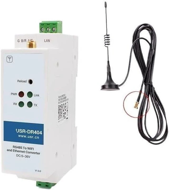 Main image of Serial Port RS485 to Ethernet Server Converter USR-DR404(3m Antenna No Plug)