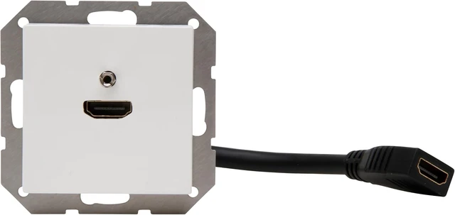 Alt view image 2 of 7 - Kopp 495132006 HK07 HDMI Junction Box with Cover and with Cable Breakout 0.2 m, Colour: Arctic White Matt
