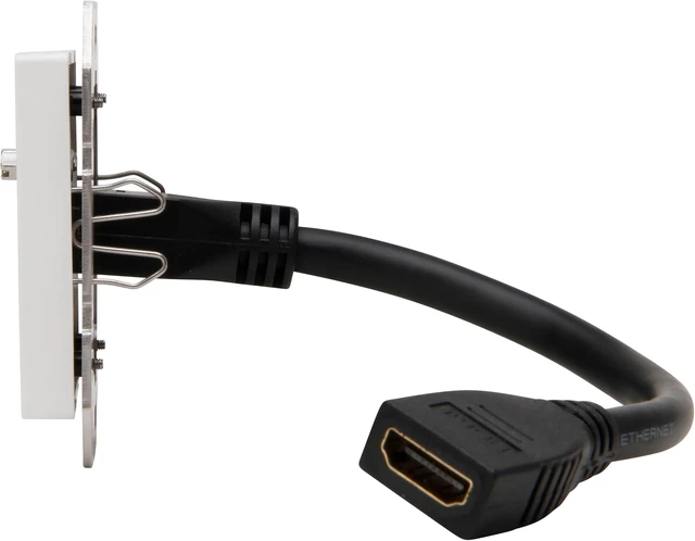 Alt view image 7 of 7 - Kopp 495132006 HK07 HDMI Junction Box with Cover and with Cable Breakout 0.2 m, Colour: Arctic White Matt