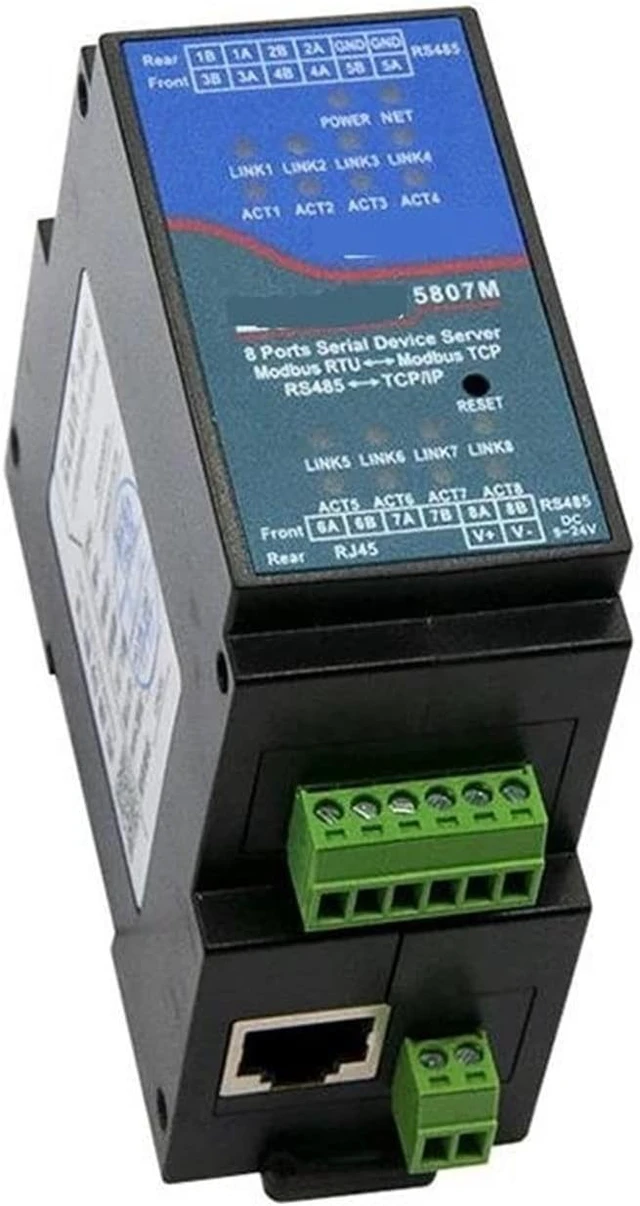 Alt view image 5 of 6 - Din-Rail JSON Module ZLAN5807M 8 Port RS485 to Ethernet Modbus