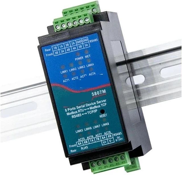 Alt view image 6 of 6 - Din-Rail JSON Module ZLAN5807M 8 Port RS485 to Ethernet Modbus