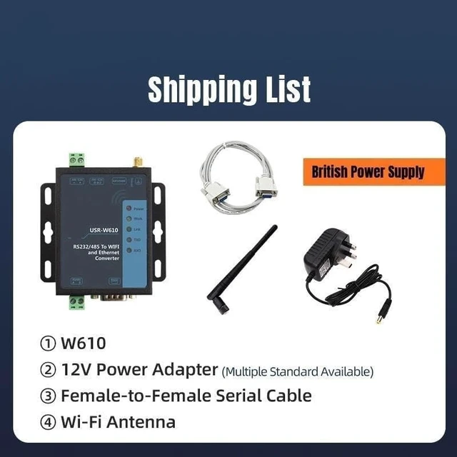 Alt view image 2 of 5 - USR-W610 Industrial RS232 RS485 Serial to Ethernet Converter(British Standard)