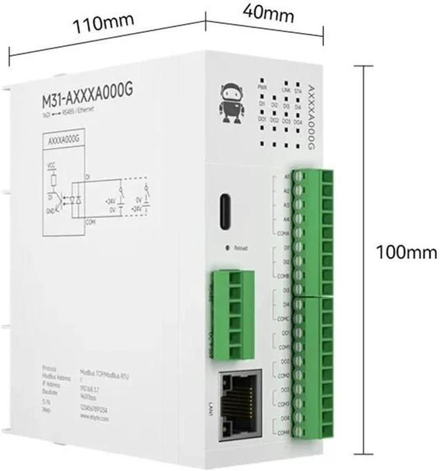 Alt view image 2 of 6 - 16DI Remote IO Module RS485 Ethernet RJ45 M31-AXXXA000G