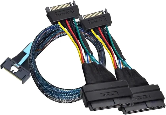 Alt view image 2 of 6 - 8i 74P to Dual 2 X SFF 8639+15P Adapter Cable