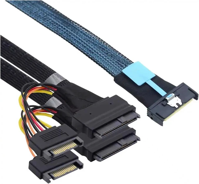 Alt view image 4 of 6 - 8i 74P to Dual 2 X SFF 8639+15P Adapter Cable