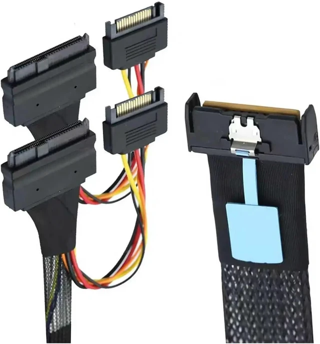 Alt view image 5 of 6 - 8i 74P to Dual 2 X SFF 8639+15P Adapter Cable