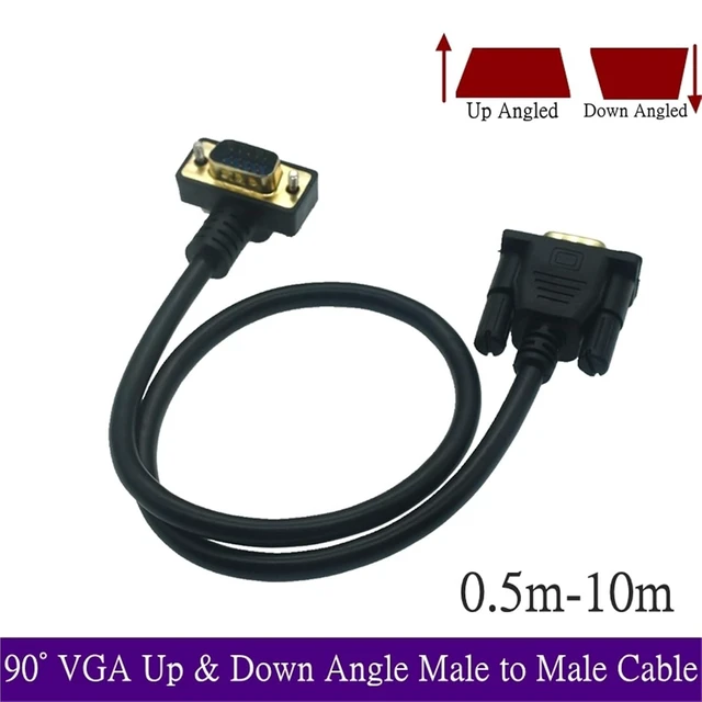 Alt view image 3 of 5 - 10M 5M 3M 0.5M 90° VGA Monitor Right Up & Down Angle Male to Straight Male Adapter Cable for Projector Computer Monitor HDT(Down Angled,0.5m)