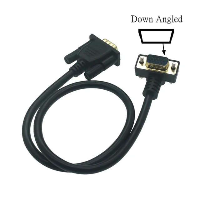 Alt view image 2 of 5 - 10M 5M 3M 0.5M 90° VGA Monitor Right Up & Down Angle Male to Straight Male Adapter Cable for Projector Computer Monitor HDT(Down Angled,0.5m)