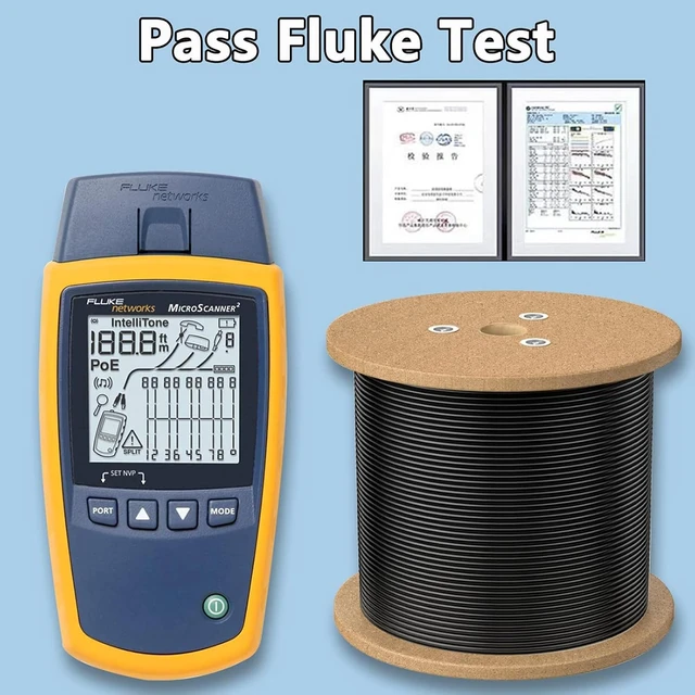 Alt view image 4 of 7 - Cat7 Ethernet Cable 650ft Pure Copper: 26AWG Fluke Tested Cat 7 Easy Pull Cable, Triple Shielded CMR, Outdoor/Indoor Direct Burial in Wall, POE Ethernet Wire, 10G 1000Mhz Roll Spool