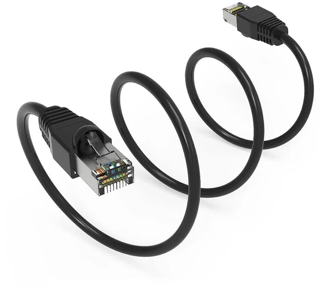 Main image of CAT. 6A Ethernet 4 Twisted Pairs, 26 AWG, 10G, Bandwidth up to 550 MHz. RJ45 Plug Connector for Routers/Patch Panels/Modems/Switches.(CAT. 6A, Ethernet Cable Shielded,) (Black, 25 Feet (1-Pack))