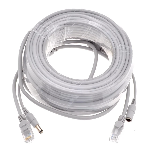 Alt view image 3 of 5 - 5M/10M/15M/20M/30M Optional Gray CAT5/CAT-5e Ethernet Cable RJ45 + DC Power CCTV Network LAN Cable for System IP Cameras(5M)
