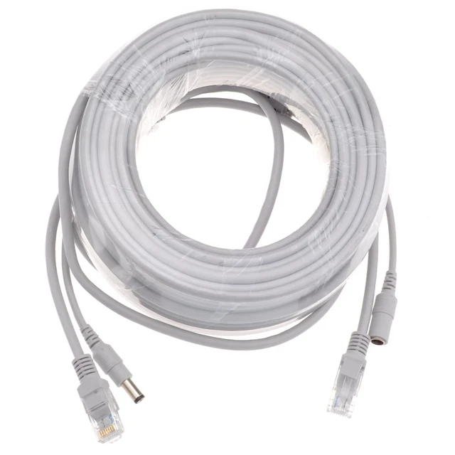 Alt view image 4 of 5 - 5M/10M/15M/20M/30M Optional Gray CAT5/CAT-5e Ethernet Cable RJ45 + DC Power CCTV Network LAN Cable for System IP Cameras(5M)