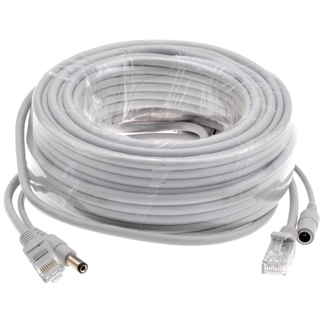 Alt view image 5 of 5 - 5M/10M/15M/20M/30M Optional Gray CAT5/CAT-5e Ethernet Cable RJ45 + DC Power CCTV Network LAN Cable for System IP Cameras(5M)