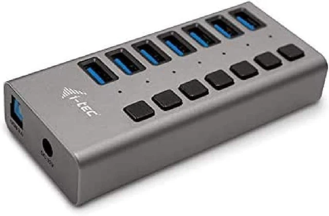 Main image of i-tec Powered USB Hub, USB 3.0 Hub with 7 Ports Dedicated Charging with On/Off Switches - USB 3.0 Hub with External Power Supply 36W
