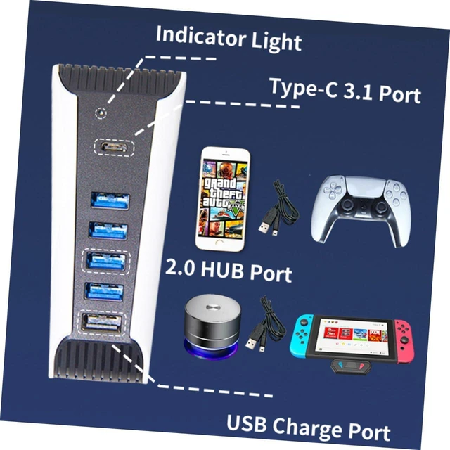 Alt view image 6 of 7 - Artibetter 4pcs USB Hub Compatible for Data Holder Adapter USB Expander Splitter for Game Console