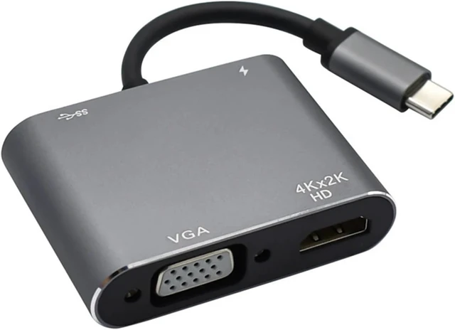 Alt view image 5 of 7 - 3 in 1 Type-C to HDMI-Compatible HUB Adapter Type C Extension Cable USB 3.0 VGA HDMI-Compatible Converter