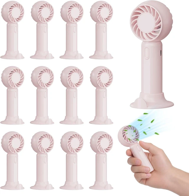 Main image of 12 Pack Mini Fans, USB Rechargeable, Wedding Favors, Blush