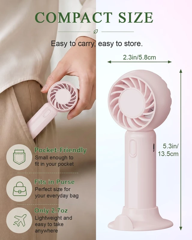 Alt view image 3 of 7 - 12 Pack Mini Fans, USB Rechargeable, Wedding Favors, Blush