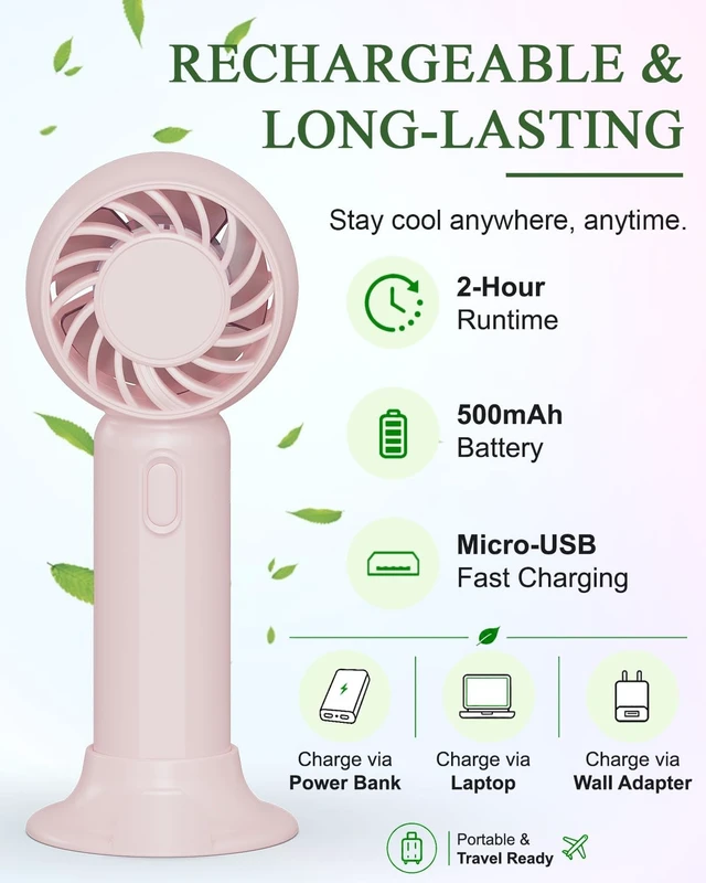 Alt view image 5 of 7 - 12 Pack Mini Fans, USB Rechargeable, Wedding Favors, Blush