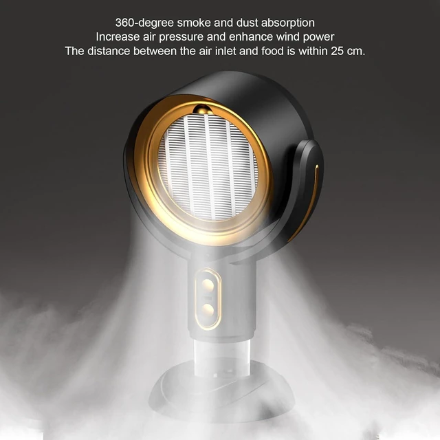 Alt view image 6 of 7 - Portable Range Hood, 2-Speed Kitchen Exhaust Fan with Detachable Filter and Oil Collection Cup, USB Rechargeable Portable Hood for Indoor BBQ and Hot Pot