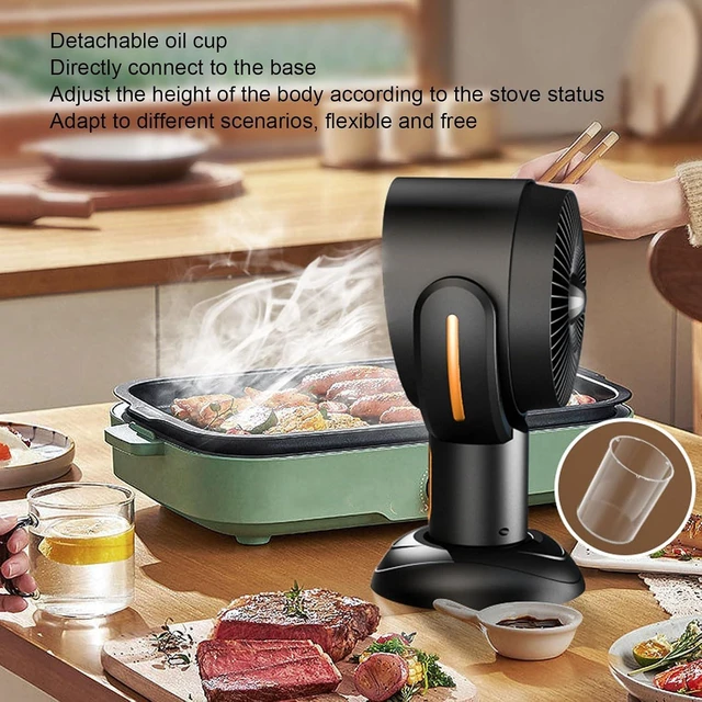 Alt view image 3 of 7 - Portable Range Hood, 2-Speed Kitchen Exhaust Fan with Detachable Filter and Oil Collection Cup, USB Rechargeable Portable Hood for Indoor BBQ and Hot Pot