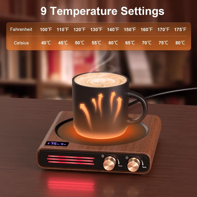 Alt view image 2 of 7 - CEROBEAR Coffee Mug Warmer, 9 Tempreture Settings Coffee Warmer for Desk with Auto Shut Off, Smart Candle Warmer with LED Lights, Beverage Tea Water Milk Warmer for All Cups and Mugs
